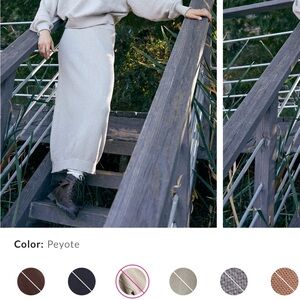 Free People Peyote Knit Skirt Set in Light Beige